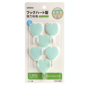 Heart-shaped Adhesive Hook  6 Pack(Blue)