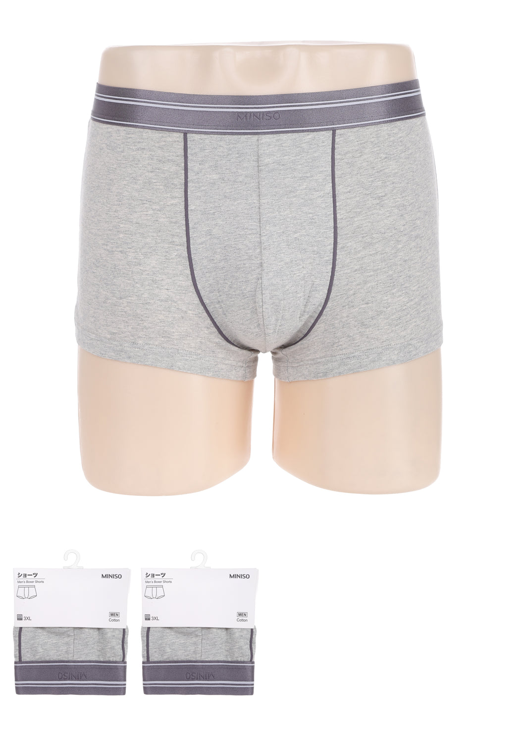 Men's Cotton Boxer Shorts(Grey 3XL)