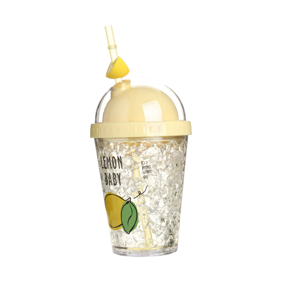 Double Wall Ice Cup with Lid-380ml (Lemon)