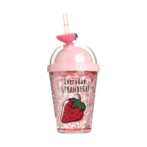Double Wall Ice Cup with Lid-380ml (Strawberry)