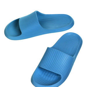 Men's Striped Soft Sole Bathroom Slippers (Blue,41-42)