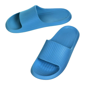 Men's Striped Soft Sole Bathroom Slippers (Blue,41-42)