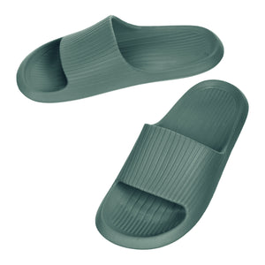 Men's Striped Soft Sole Bathroom Slippers (Olive Green,41-42)