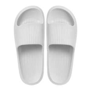 Men's Striped Soft Sole Bathroom Slippers (Light Grey,41-42)