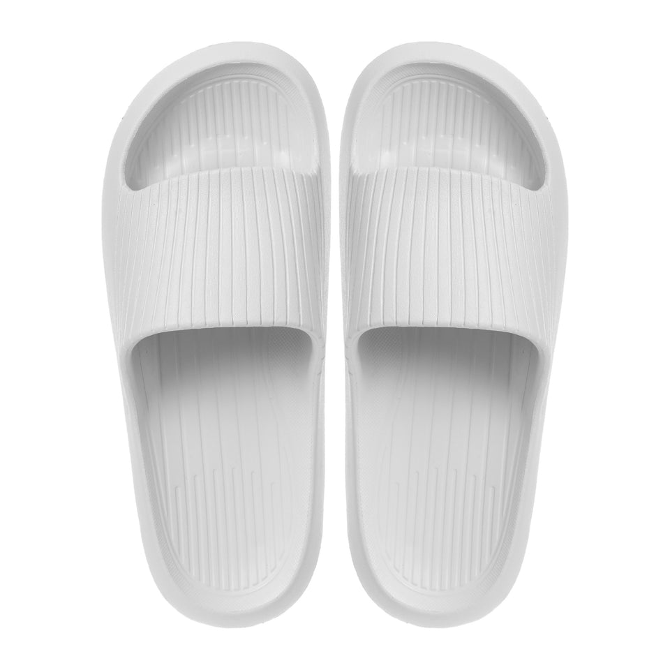Men's Striped Soft Sole Bathroom Slippers (Light Grey,41-42)