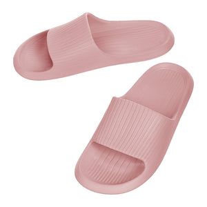 Women's Striped Soft Sole Bathroom Slippers (Orchid Pink,37-38)