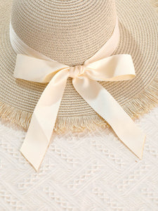 Happy Vacation Straw Hat(Creamy White)