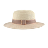 British Style Bicolor Straw Hat with Flat Top(Pink)