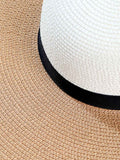 Happy Vacation Summer Sunlight Bicolor Straw Hat(Khaki)