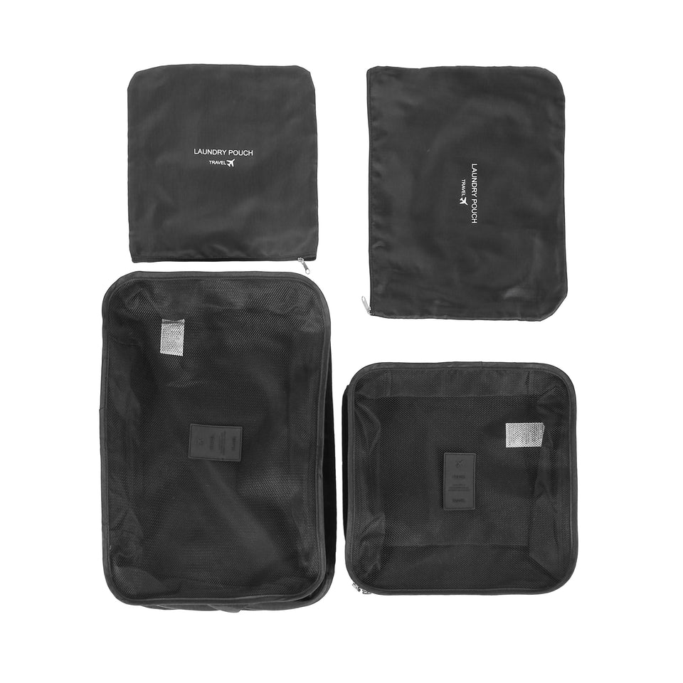 Foldable Travel Organizer Bag 4 Pack (Black)