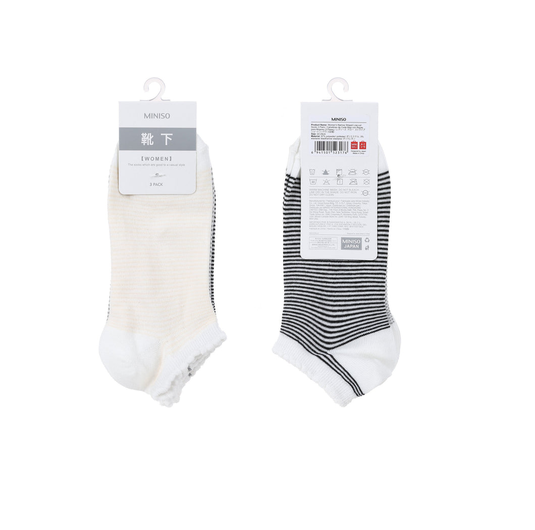 Women's Narrow Striped Low-cut Socks 3 Pairs