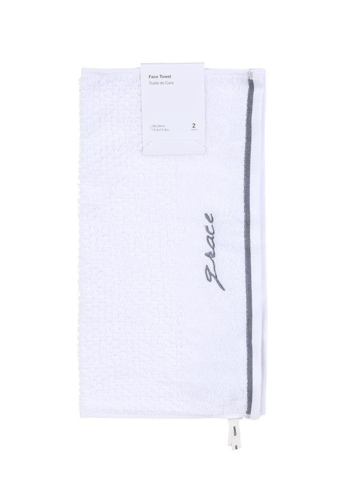 Embroidered Face Towel 2 Pack(White)