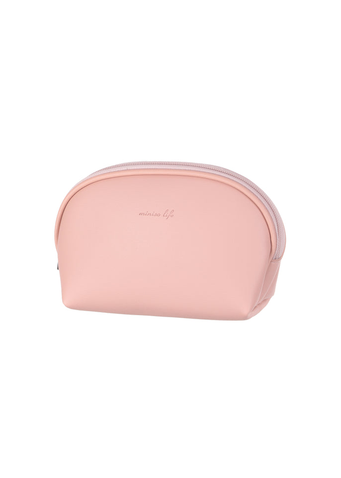 Simple Semicircle Cosmetic Bag (Dark Pink)