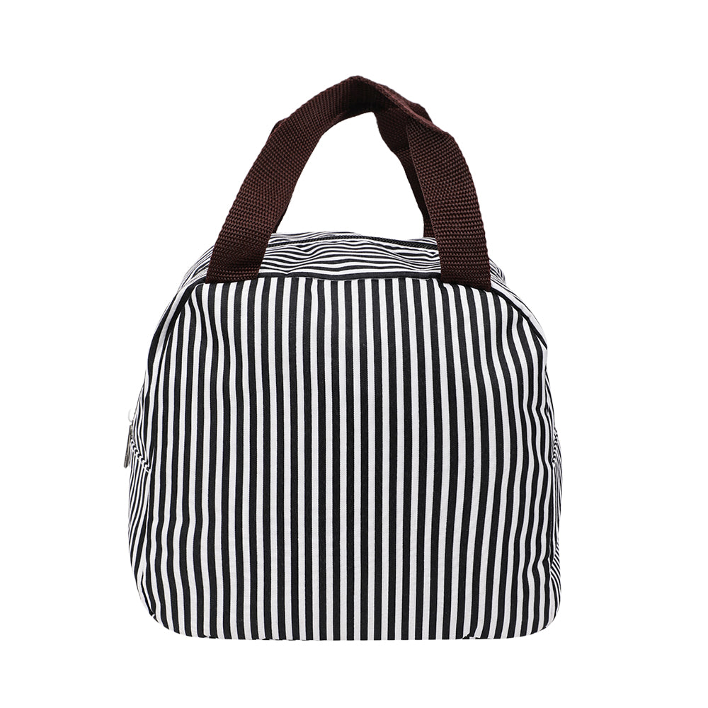 Simple Portable Stripe Lunch Bag (Black)