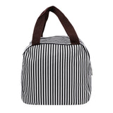 Simple Portable Stripe Lunch Bag (Black)
