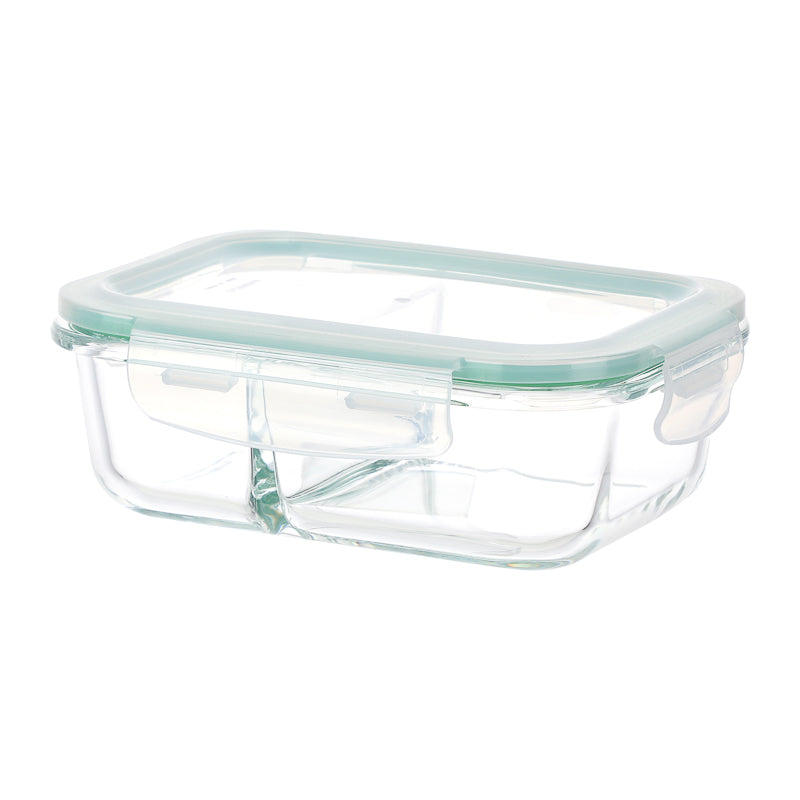 High Borosilicate Glass Food Container with Two Grids 800ml (White)